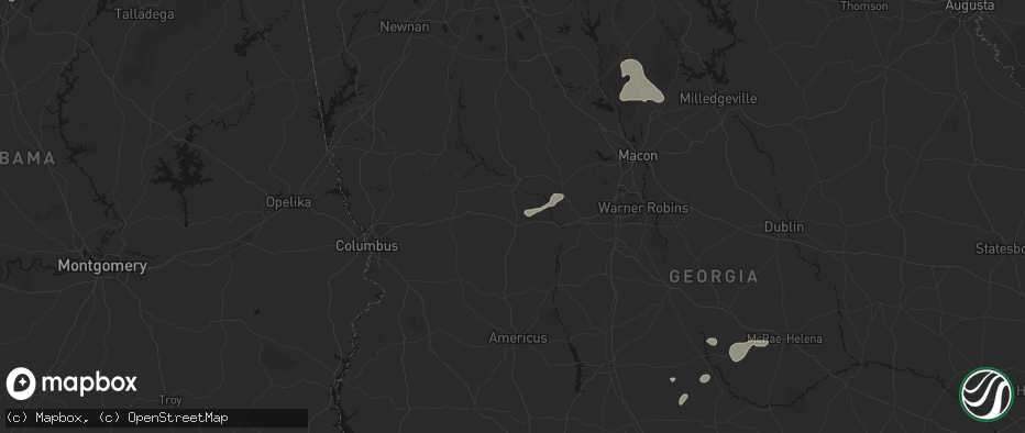 Hail map in Butler, GA on July 9, 2026