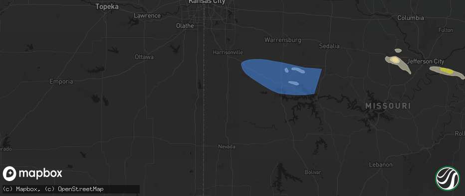 Hail map in Butler, MO on July 9, 2026