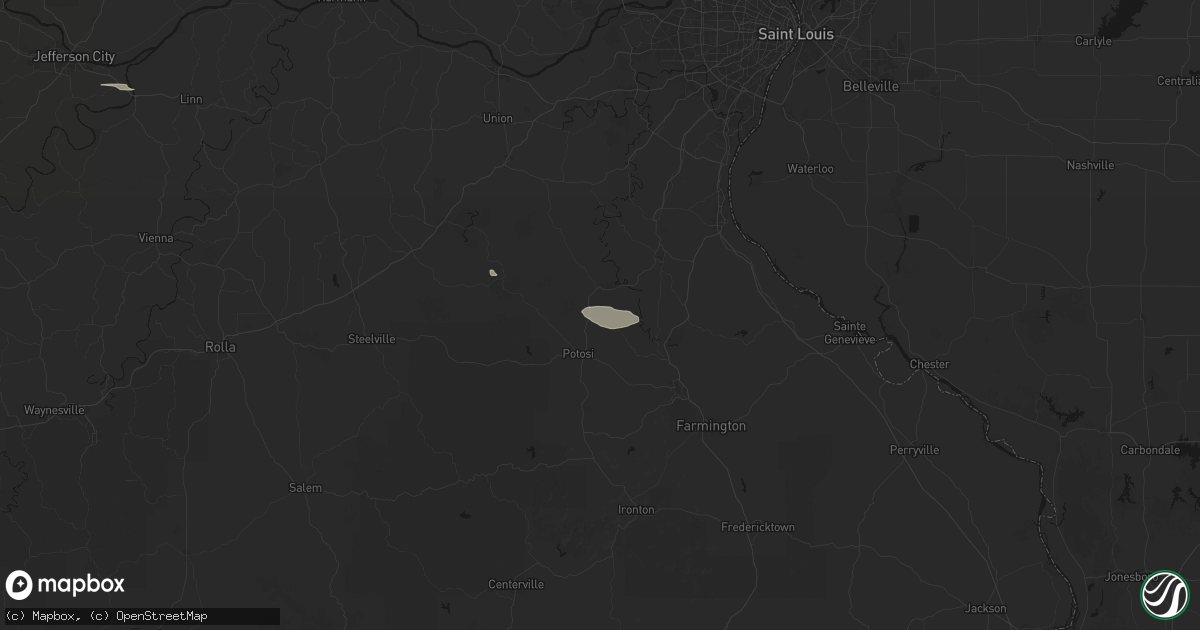 Hail map in Cadet, MO on July 9, 2026
