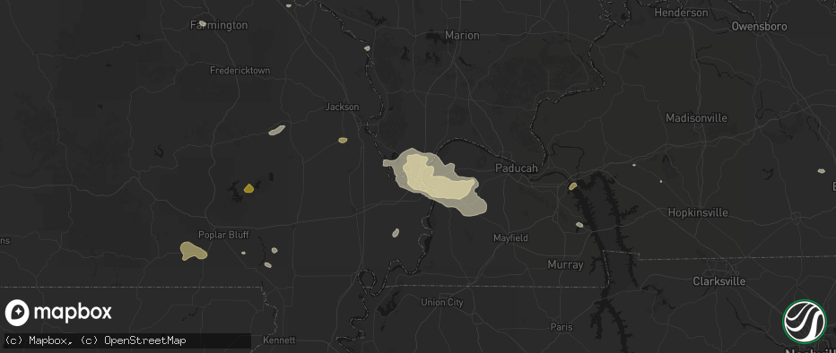 Hail map in Cairo, IL on July 9, 2026