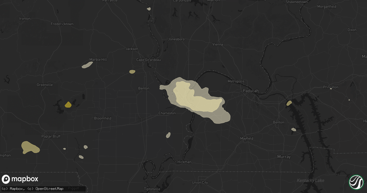 Hail map in Cairo, IL on July 9, 2026