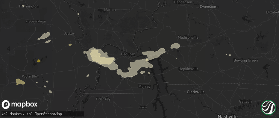 Hail map in Calvert City, KY on July 9, 2026