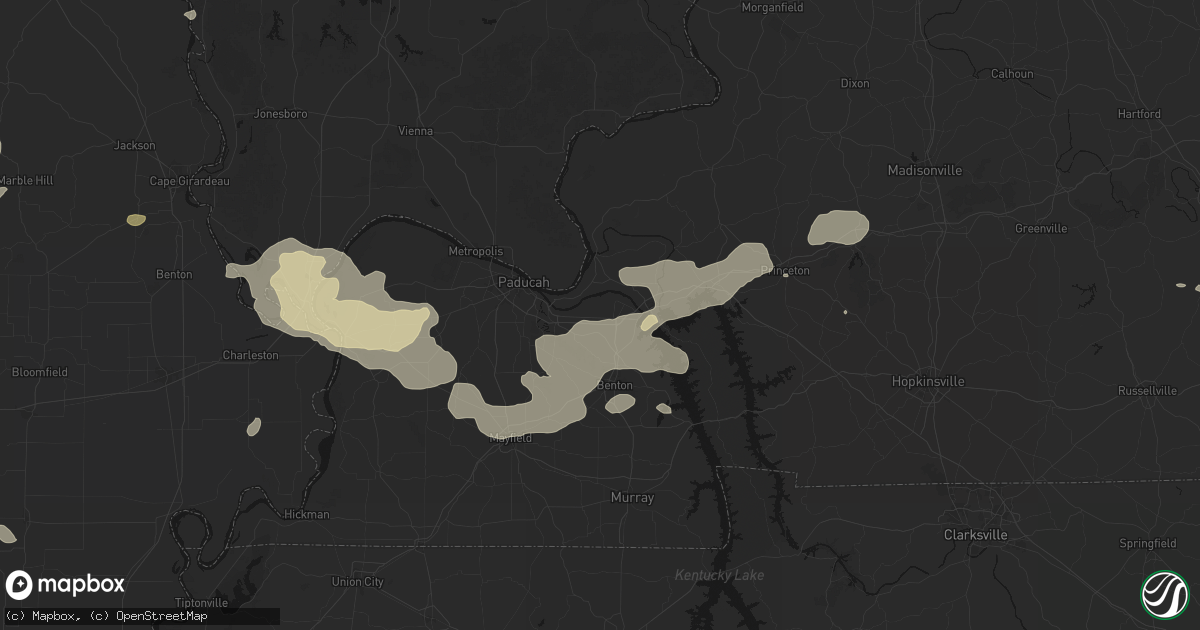 Hail map in Calvert City, KY on July 9, 2026