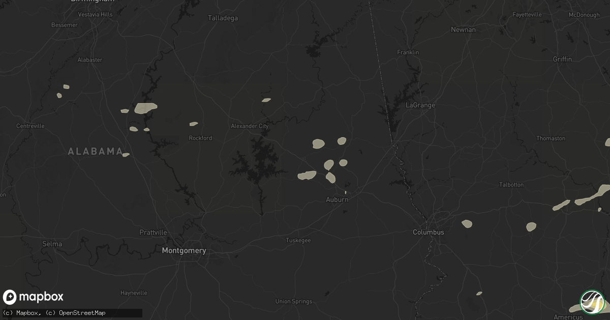 Hail map in Camp Hill, AL on July 9, 2026