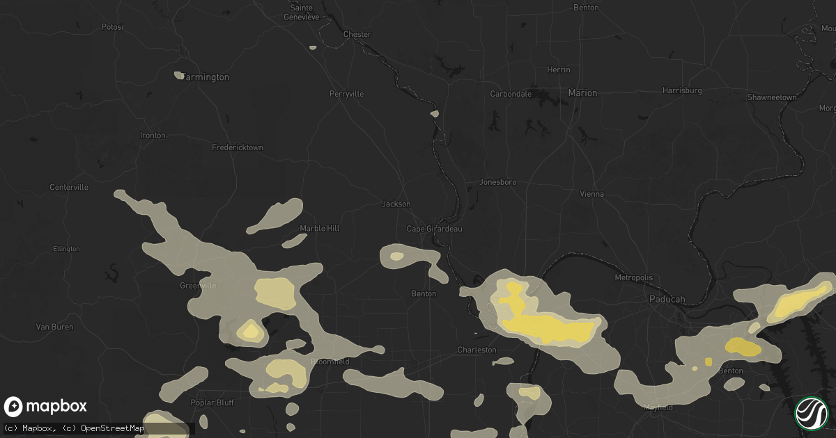 Hail map in Cape Girardeau, MO on July 9, 2026