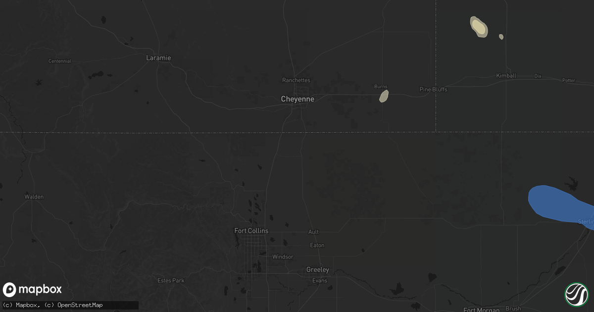 Hail map in Carr, CO on July 9, 2026