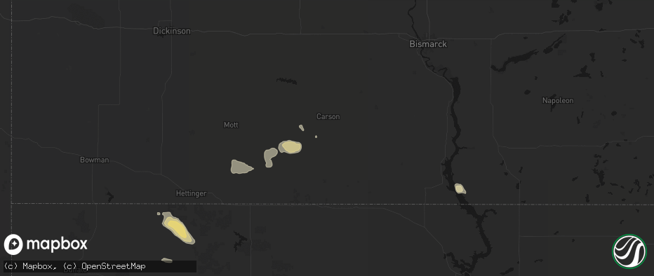 Hail map in Carson, ND on July 9, 2026
