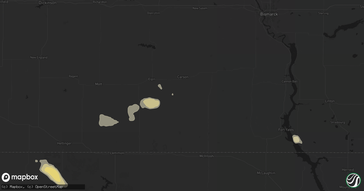Hail map in Carson, ND on July 9, 2026