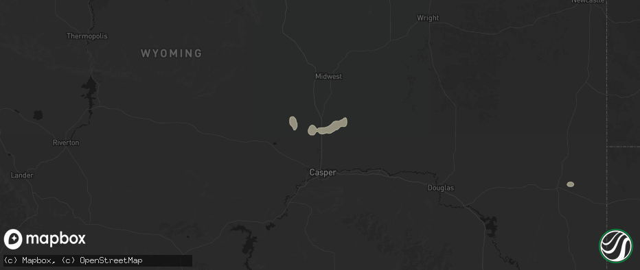 Hail map in Casper, WY on July 9, 2026