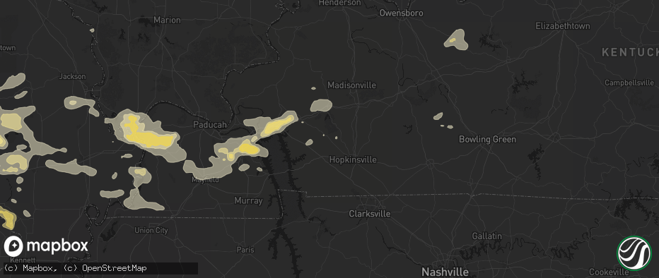 Hail map in Cerulean, KY on July 9, 2026