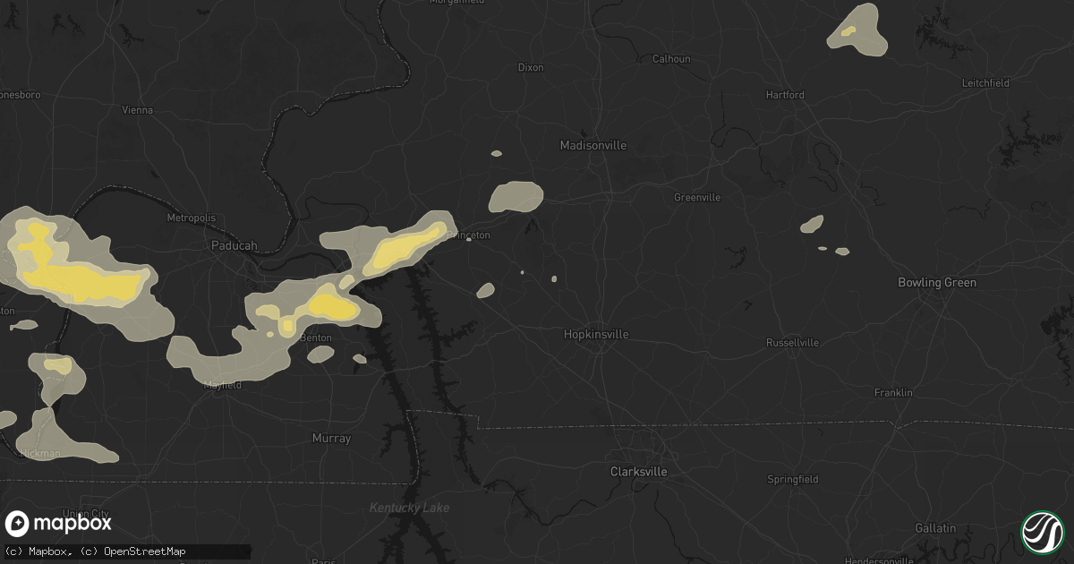 Hail map in Cerulean, KY on July 9, 2026