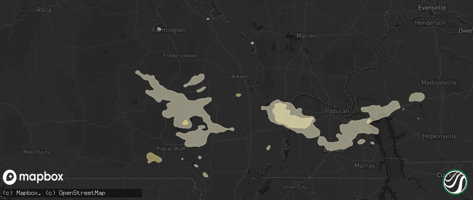 Hail map in Chaffee, MO on July 9, 2026