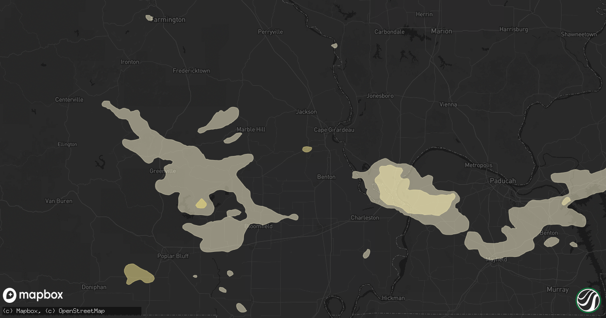 Hail map in Chaffee, MO on July 9, 2026