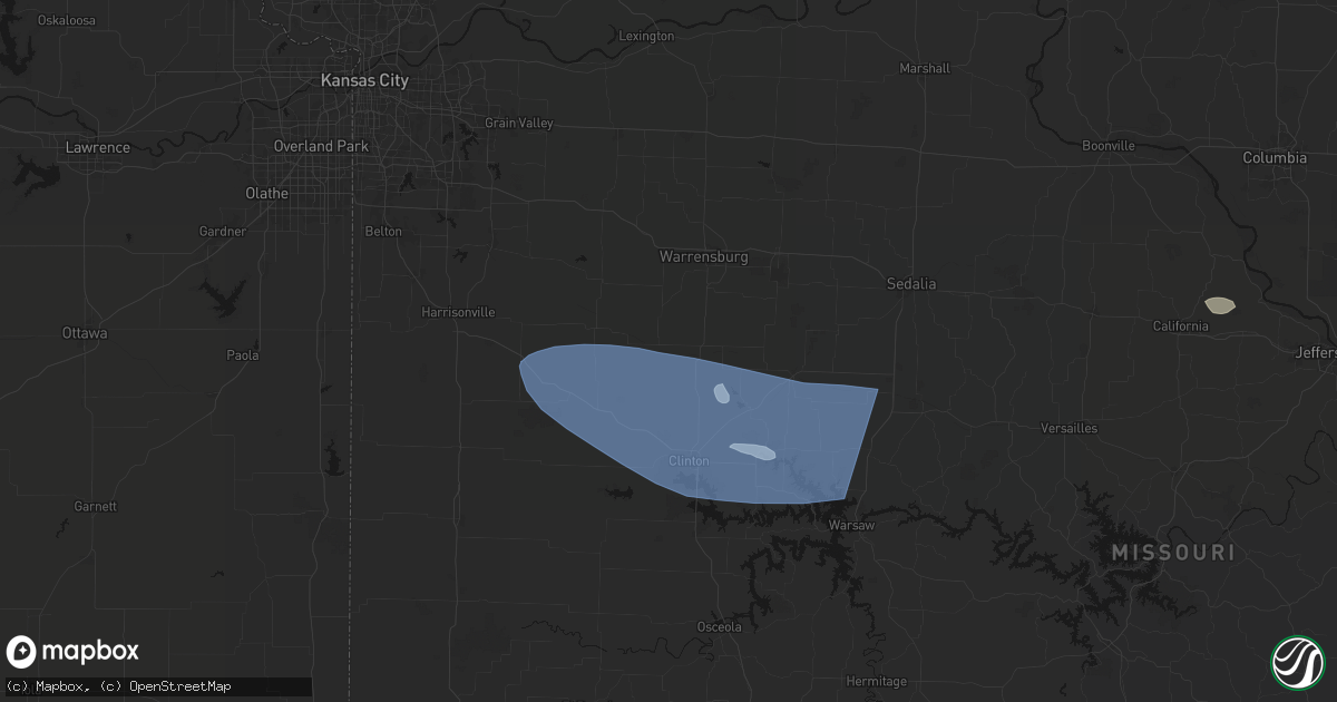 Hail map in Chilhowee, MO on July 9, 2026