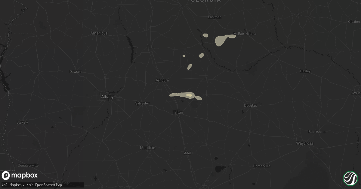 Hail map in Chula, GA on July 9, 2026
