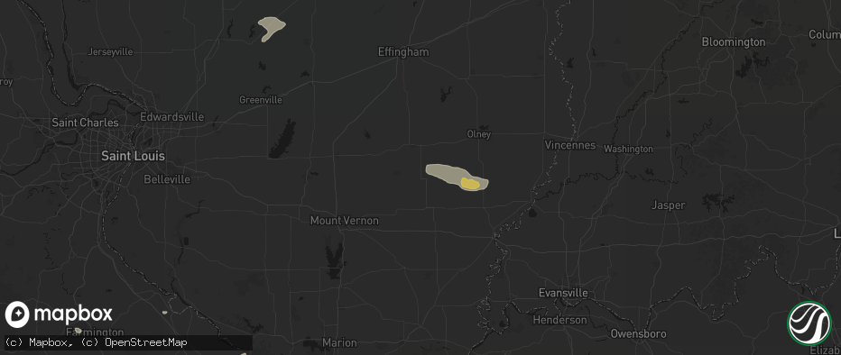 Hail map in Cisne, IL on July 9, 2026