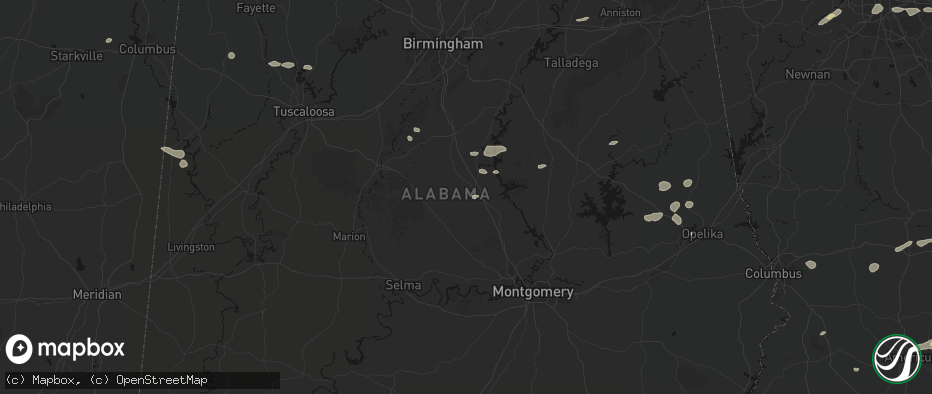 Hail map in Clanton, AL on July 9, 2026