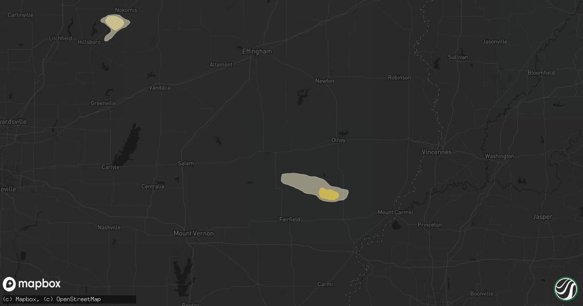 Hail map in Clay City, IL on July 9, 2026