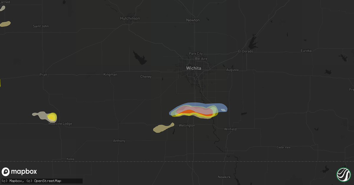 Hail map in Clearwater, KS on July 9, 2026