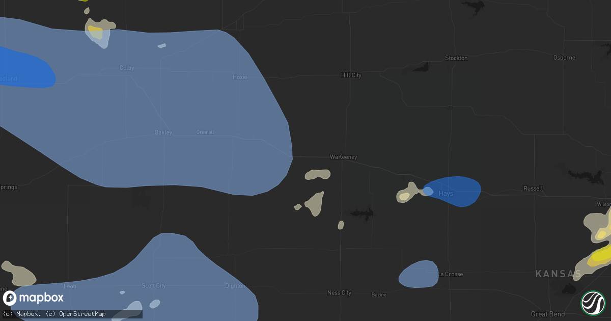 Hail map in Collyer, KS on July 9, 2026