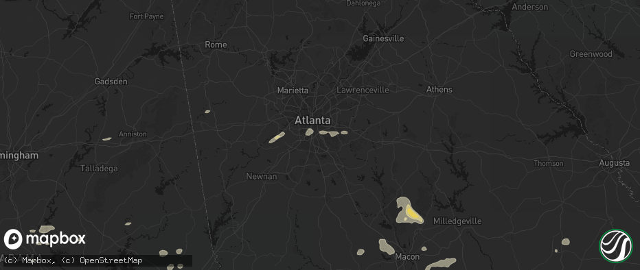 Hail map in Conley, GA on July 9, 2026