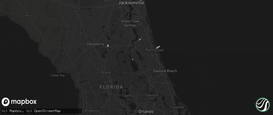Hail map in Crescent City, FL on July 9, 2026
