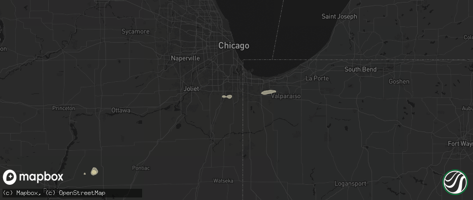 Hail map in Crete, IL on July 9, 2026