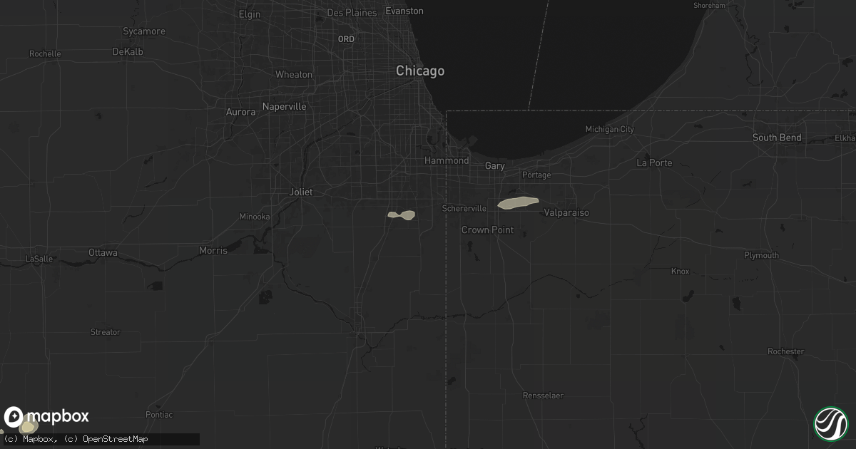 Hail map in Crete, IL on July 9, 2026