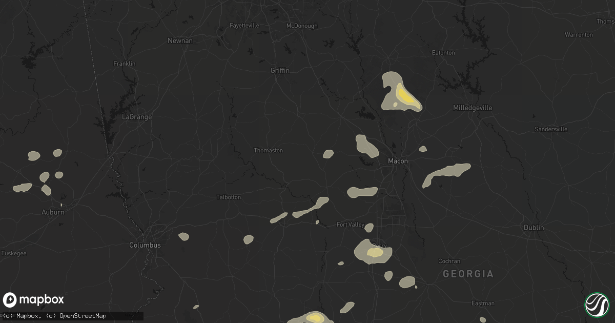Hail map in Culloden, GA on July 9, 2026
