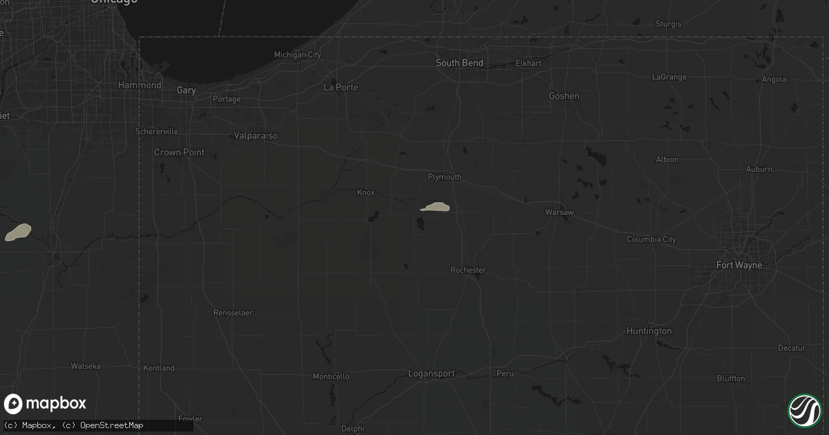 Hail map in Culver, IN on July 9, 2026