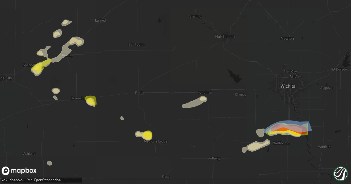 Hail map in Cunningham, KS on July 9, 2026