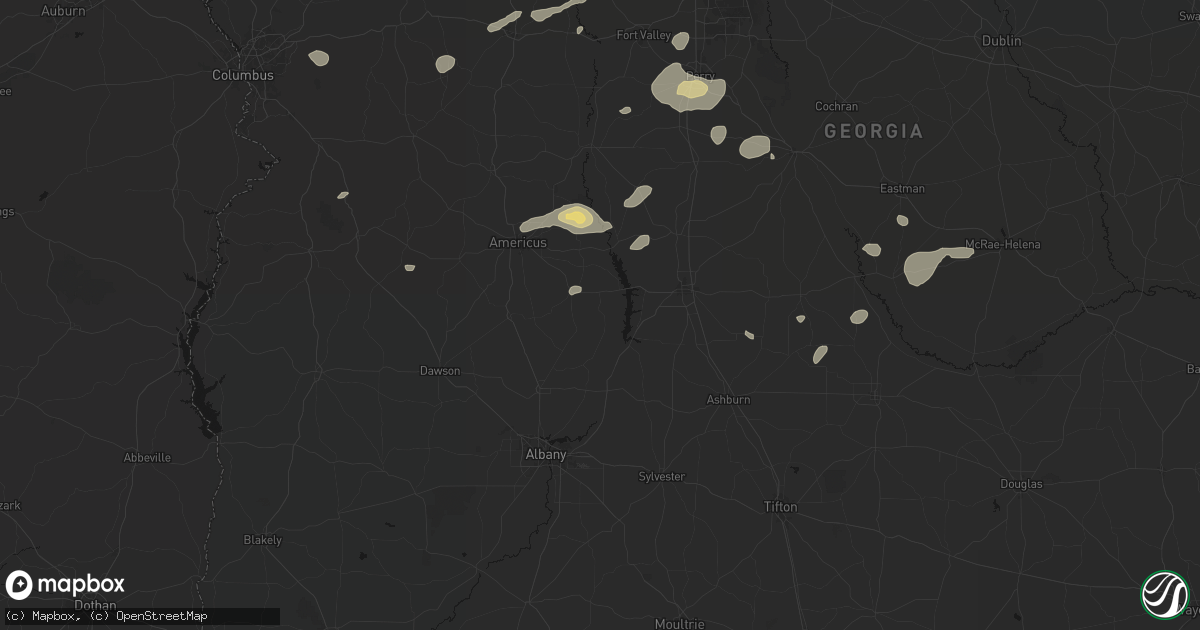Hail map in De Soto, GA on July 9, 2026