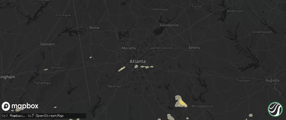 Hail map in Decatur, GA on July 9, 2026
