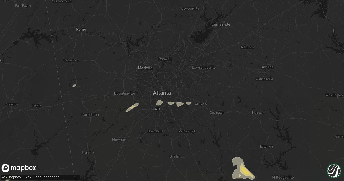 Hail map in Decatur, GA on July 9, 2026