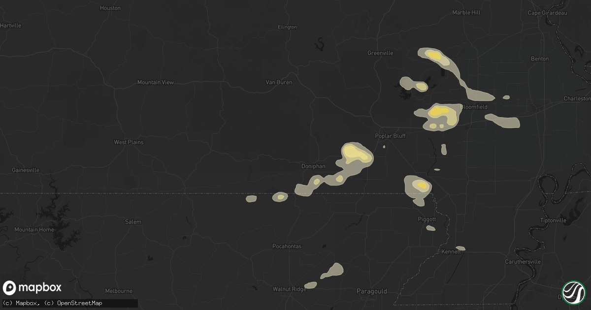 Hail map in Doniphan, MO on July 9, 2026