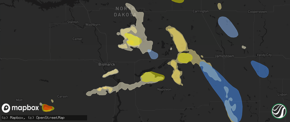 Hail map in Driscoll, ND on July 9, 2026