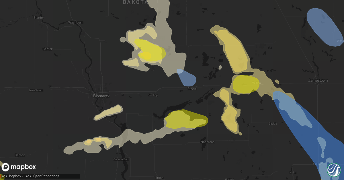 Hail map in Driscoll, ND on July 9, 2026