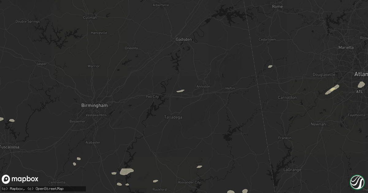Hail map in Eastaboga, AL on July 9, 2026