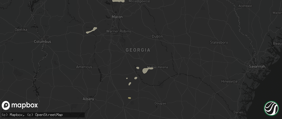 Hail map in Eastman, GA on July 9, 2026