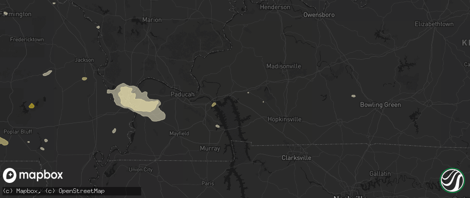Hail map in Eddyville, KY on July 9, 2026