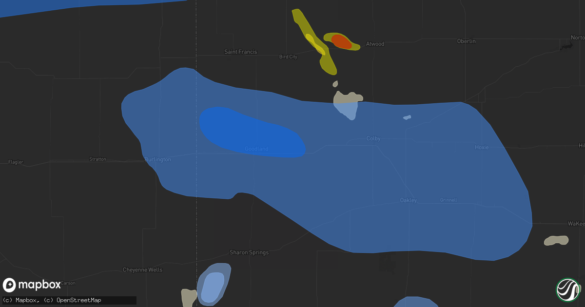 Hail map in Edson, KS on July 9, 2026