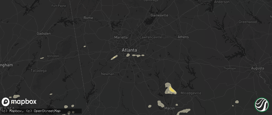 Hail map in Ellenwood, GA on July 9, 2026