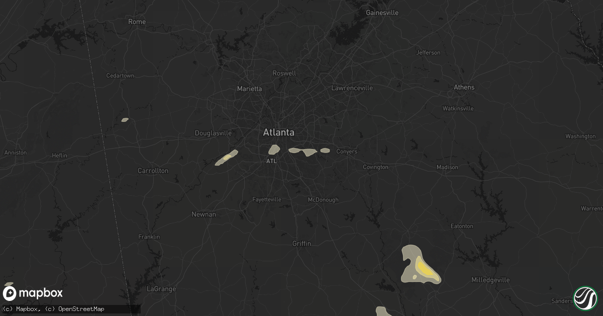 Hail map in Ellenwood, GA on July 9, 2026