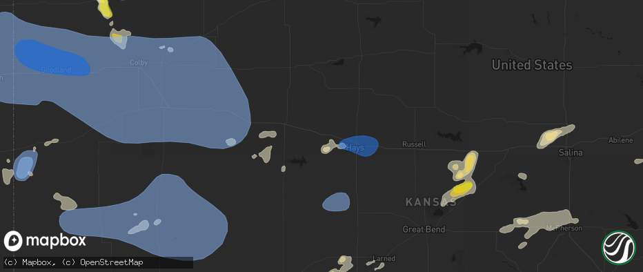 Hail map in Ellis, KS on July 9, 2026