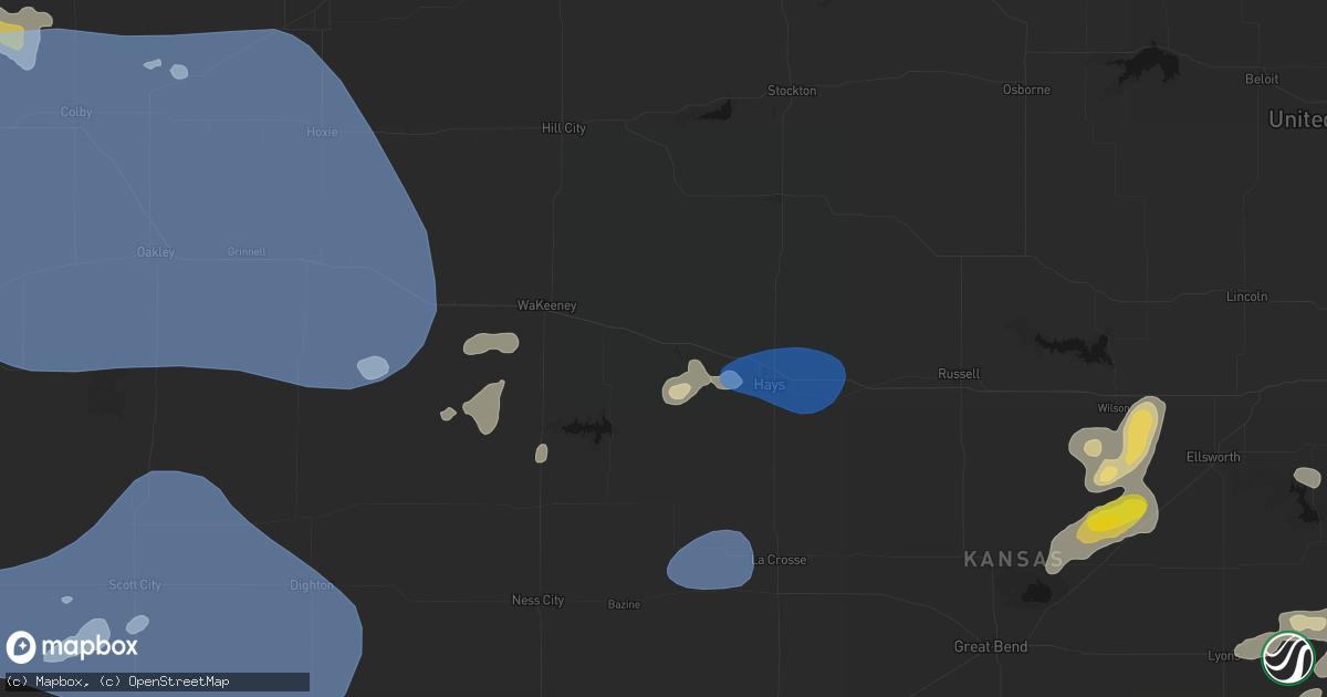 Hail map in Ellis, KS on July 9, 2026