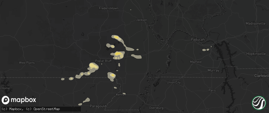 Hail map in Essex, MO on July 9, 2026