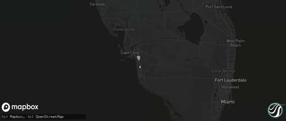 Hail map in Estero, FL on July 9, 2026