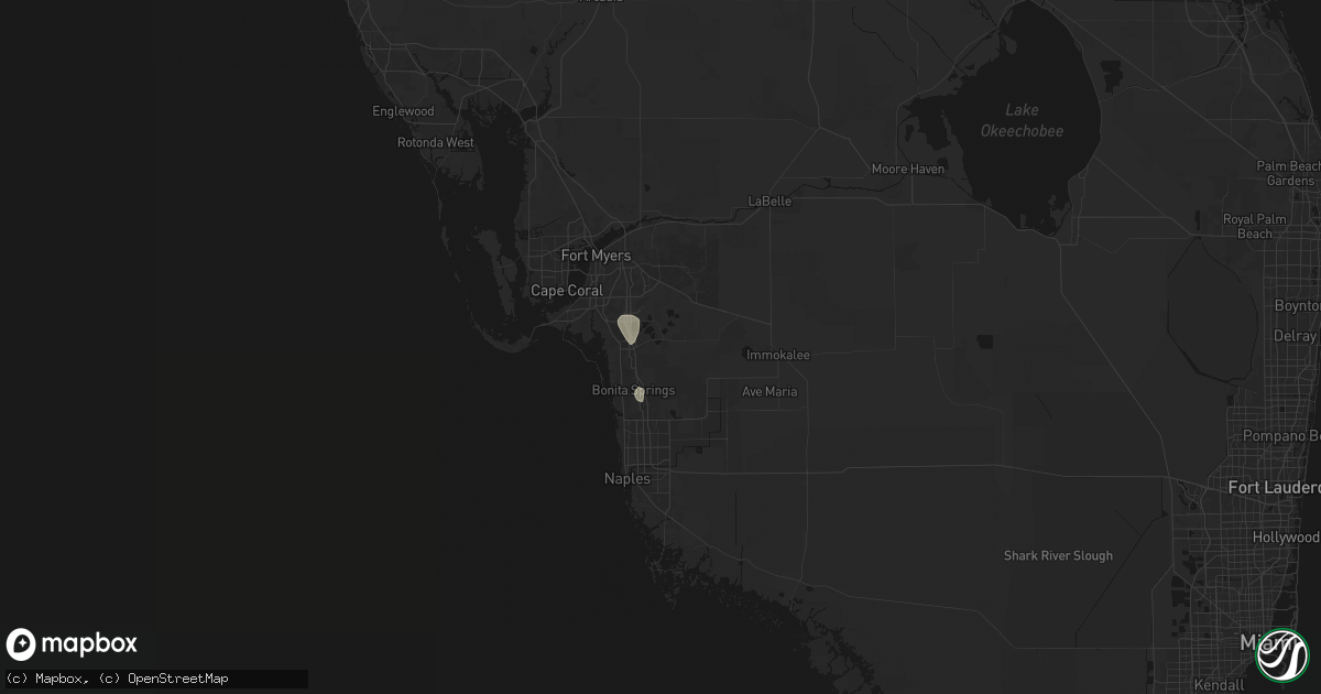 Hail map in Estero, FL on July 9, 2026