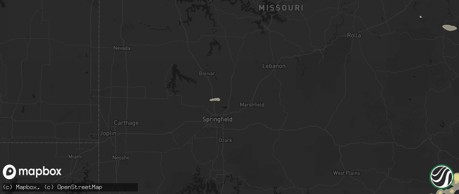 Hail map in Fair Grove, MO on July 9, 2026