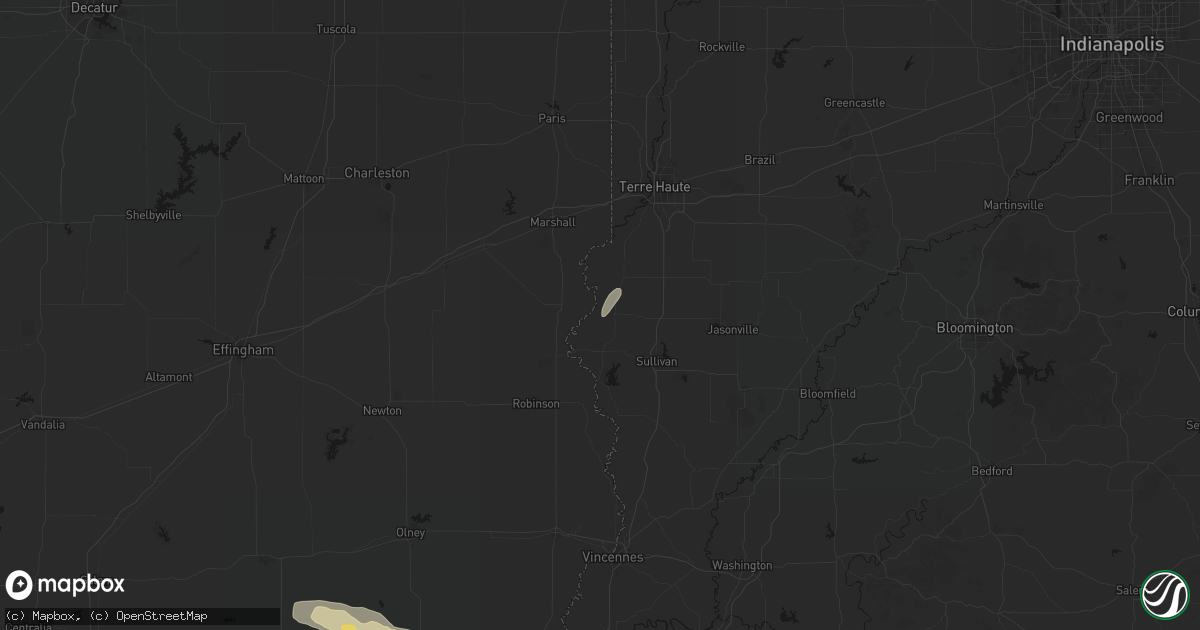 Hail map in Fairbanks, IN on July 9, 2026